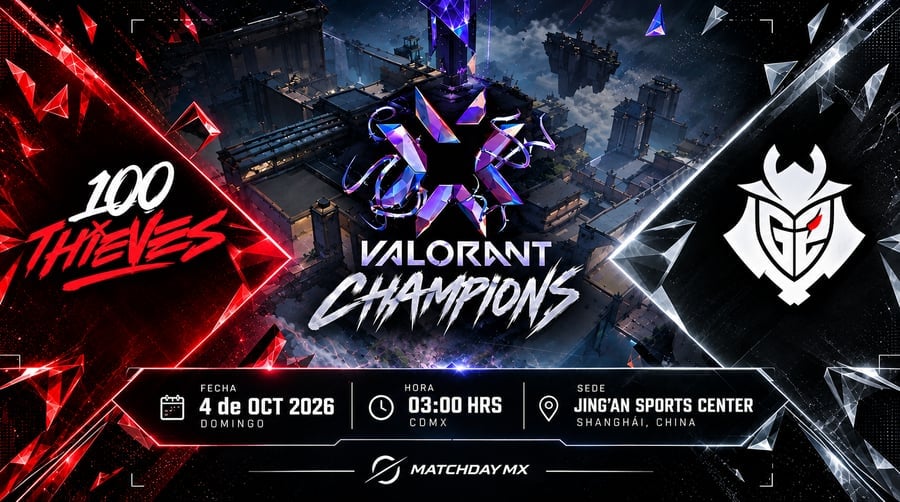 Donde Ver 100 Thieves vs G2 en VALORANT Champions Shanghai 2026: Horarios, canales y dónde ver en vivo